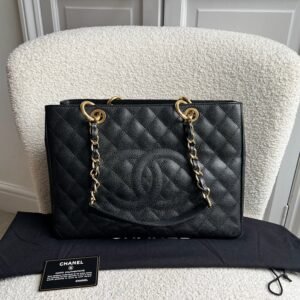 Chanel Black Caviar Grand Shopper Tote Gold Hardware
