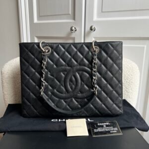 Chanel Black Caviar Grand Shopper Tote (GST) Silver Hardware