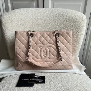 Chanel Light Pink Caviar Grand Shopper Tote with silver hardware (GST)