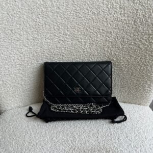 Chanel Wallet on Chain in Black Lambskin Silver Hardware