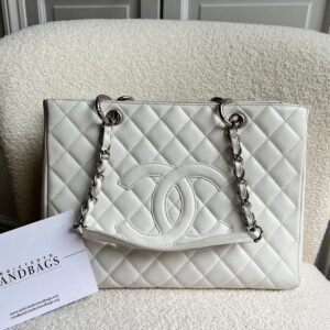 Chanel White Caviar Grand Shopper Tote (GST)