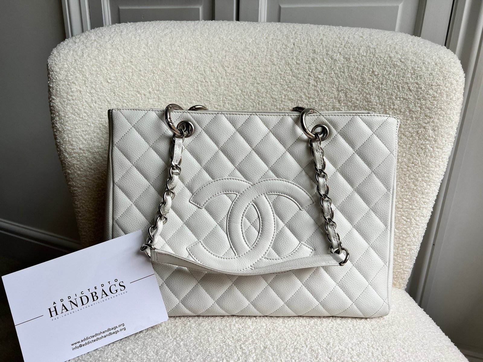 Chanel White Caviar Grand Shopper Tote (GST)